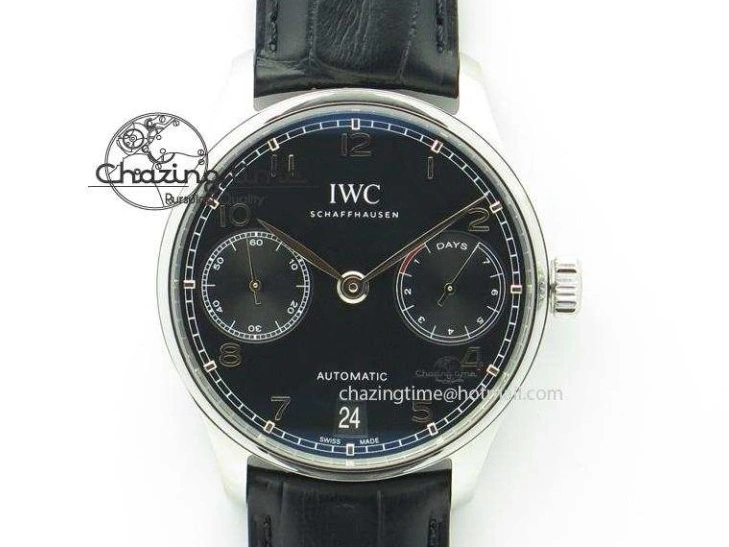 MIROTIME 0425 Practical Portuguese Real PR IW500109 ZF 1:1 Best Edition Black Dial On Black Leather Strap A52010 V 7308